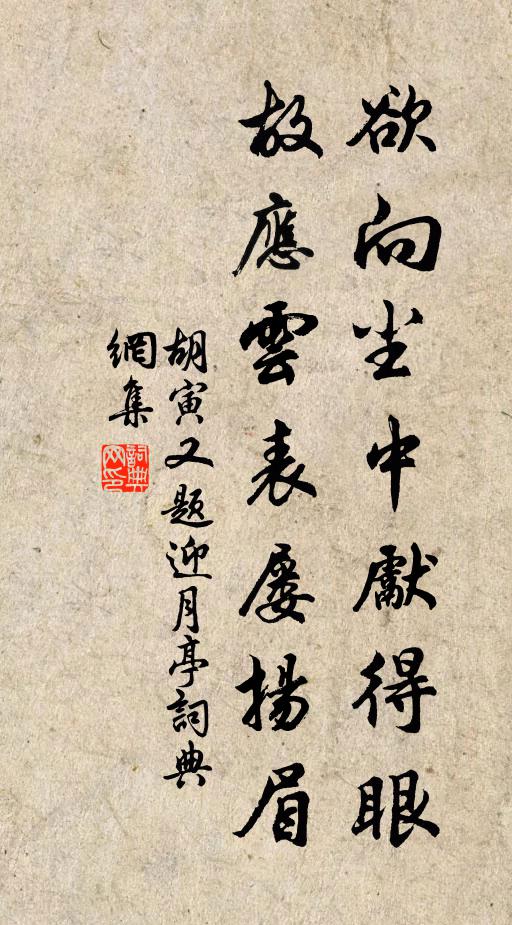 胡寅欲向尘中先得眼，故应云表屡扬眉书法作品欣赏