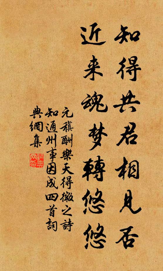 元稹知得共君相见否，近来魂梦转悠悠书法作品欣赏