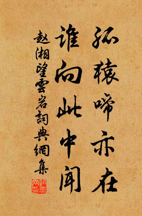 赵湘孤猿啼亦在，谁向此中闻书法作品欣赏