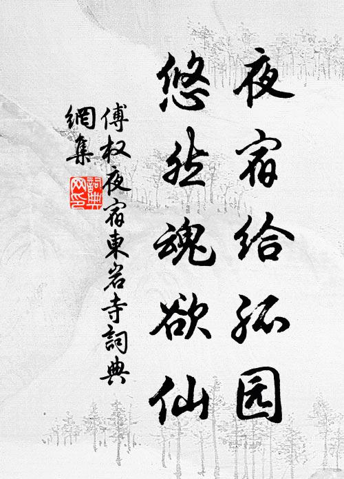傅权夜宿给孤园，悠然魂欲仙书法作品欣赏