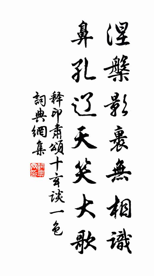 释印肃涅槃影裹无相识，鼻孔辽天笑大歌书法作品欣赏