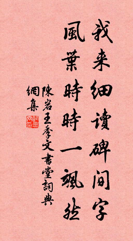 陈岩我来细读碑间字，风叶时时一飒然书法作品欣赏