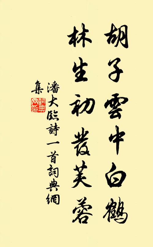 潘大临胡子云中白鹤，林生初发芙蓉书法作品欣赏
