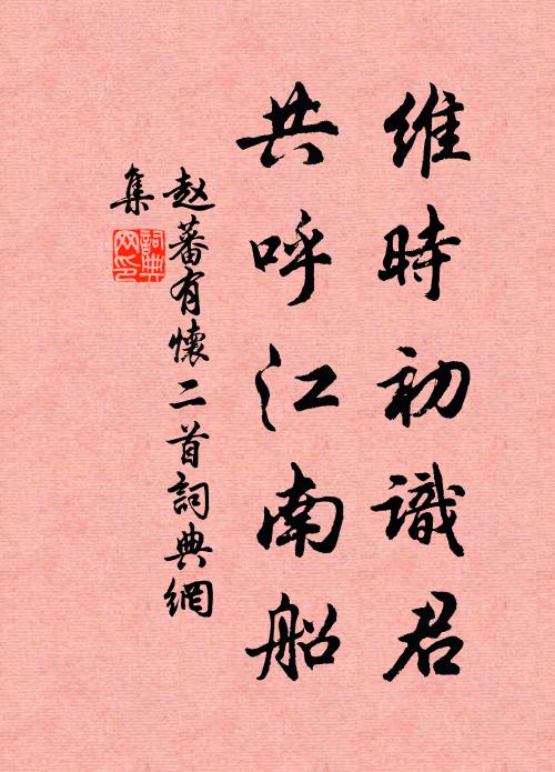 赵蕃维时初识君，共呼江南船书法作品欣赏