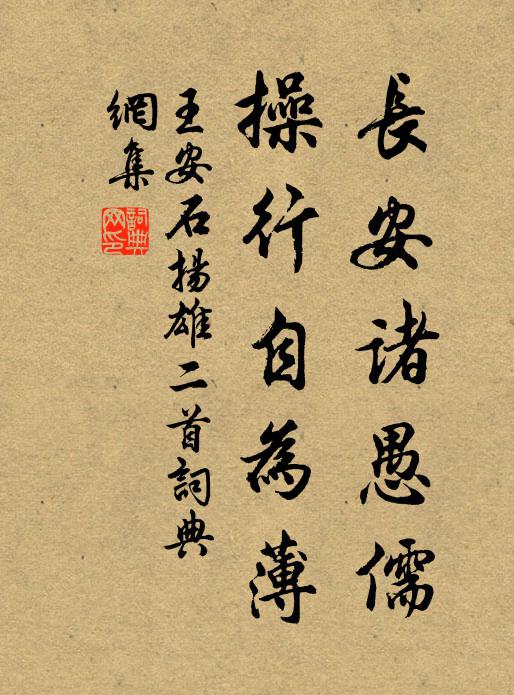 王安石长安诸愚儒,操行自为薄书法作品欣赏