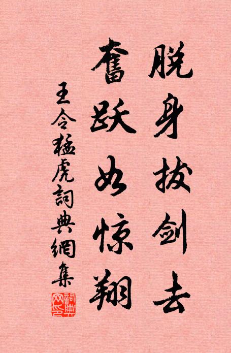 王令脱身拔剑去，奋跃如惊翔书法作品欣赏