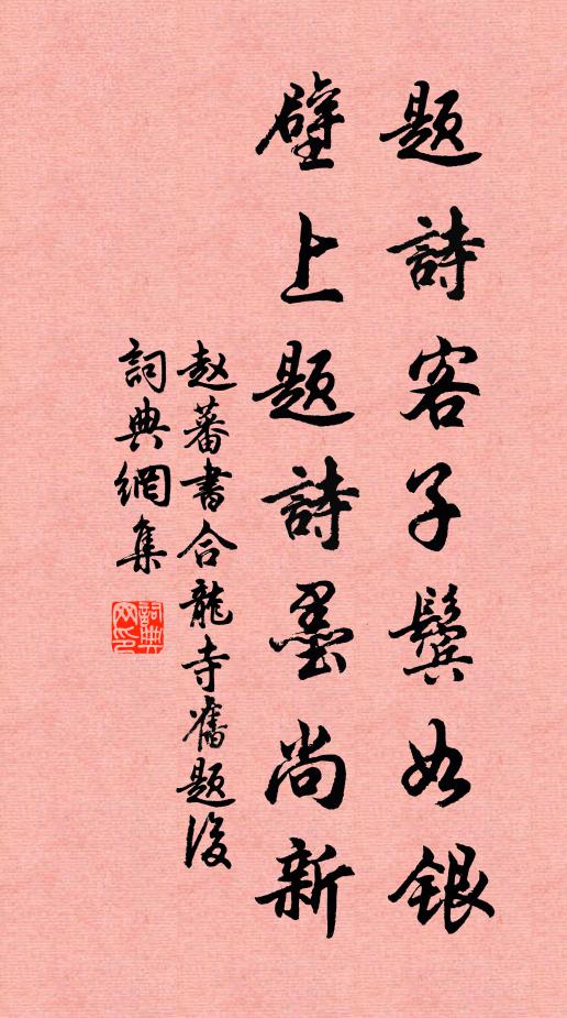 赵蕃题诗客子鬓如银，壁上题诗墨尚新书法作品欣赏