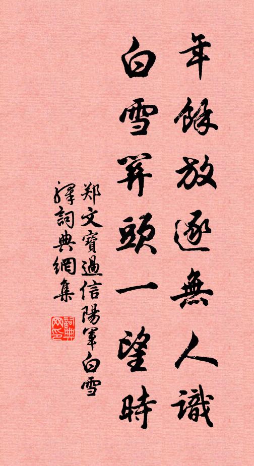 郑文宝年余放逐无人识，白雪关头一望时书法作品欣赏