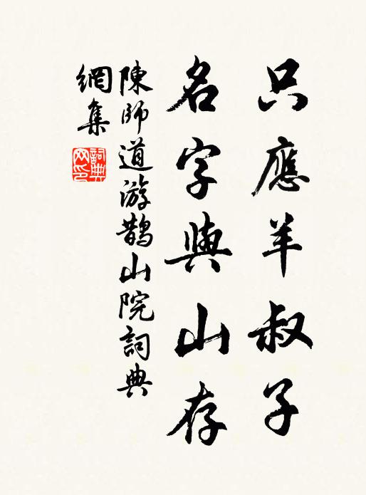 陈师道只应羊叔子，名字与山存书法作品欣赏