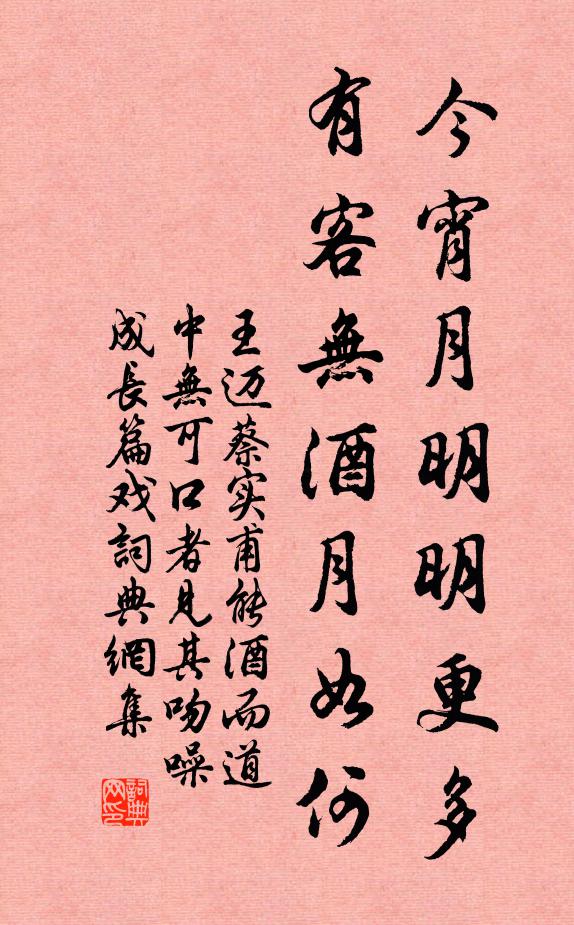 王迈今宵月明明更多，有客无酒月如何书法作品欣赏