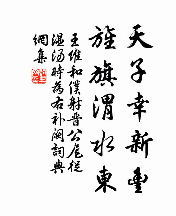 王维天子幸新丰，旌旗渭水东书法作品欣赏