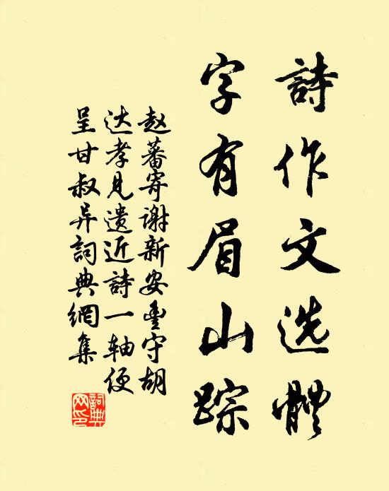 赵蕃诗作文选体，字有眉山踪书法作品欣赏