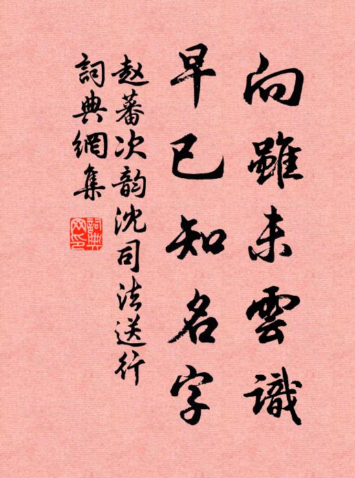 赵蕃向虽未云识，早已知名字书法作品欣赏