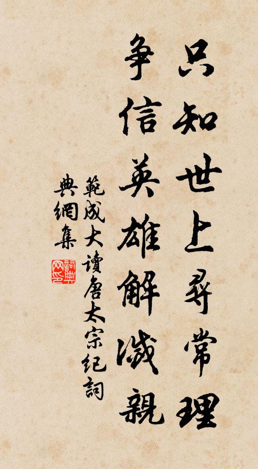 范成大只知世上寻常理,争信英雄解灭亲书法作品欣赏