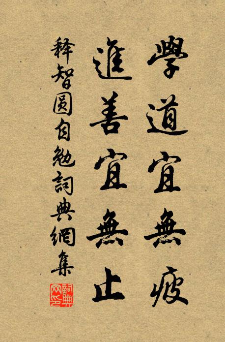 释智圆学道宜无疲，进善宜无止书法作品欣赏