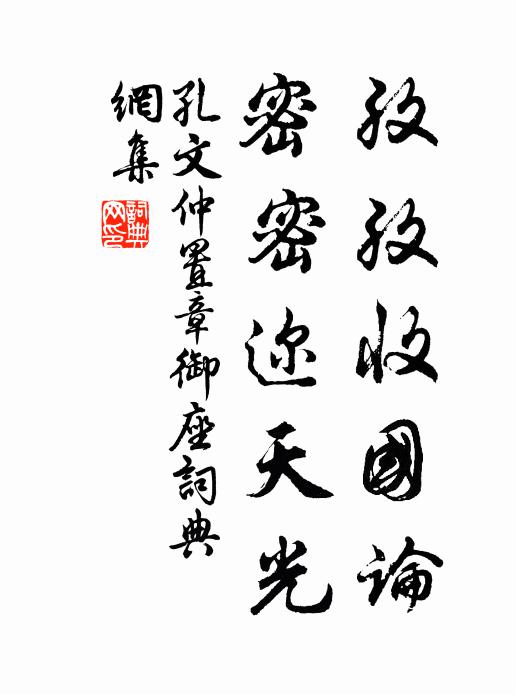 孔文仲孜孜收国论，密密迩天光书法作品欣赏