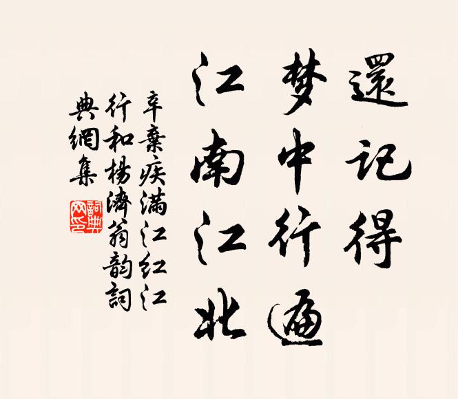 辛弃疾还记得、梦中行遍，江南江北书法作品欣赏