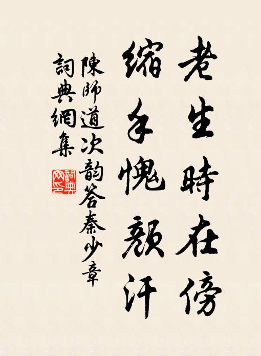 陈师道老生时在傍，缩手愧颜汗书法作品欣赏