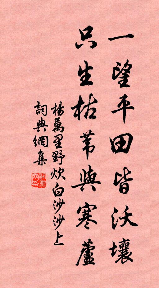 杨万里一望平田皆沃壤，只生枯苇与寒芦书法作品欣赏