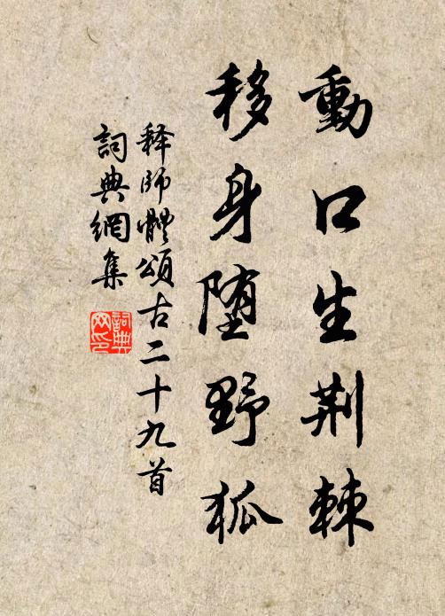 释师体动口生荆棘，移身堕野狐书法作品欣赏