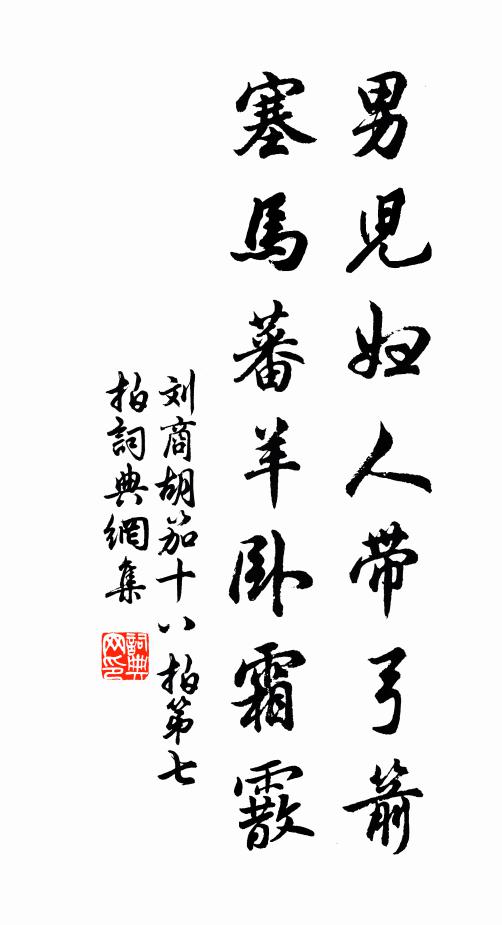 刘商男儿妇人带弓箭，塞马蕃羊卧霜霰书法作品欣赏
