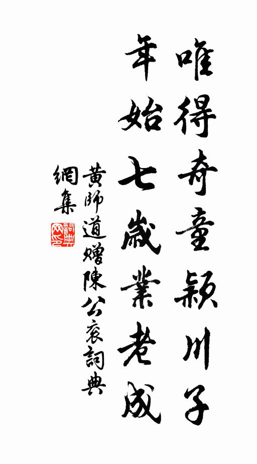 黄师道唯得奇童颖川子，年始七岁业老成书法作品欣赏