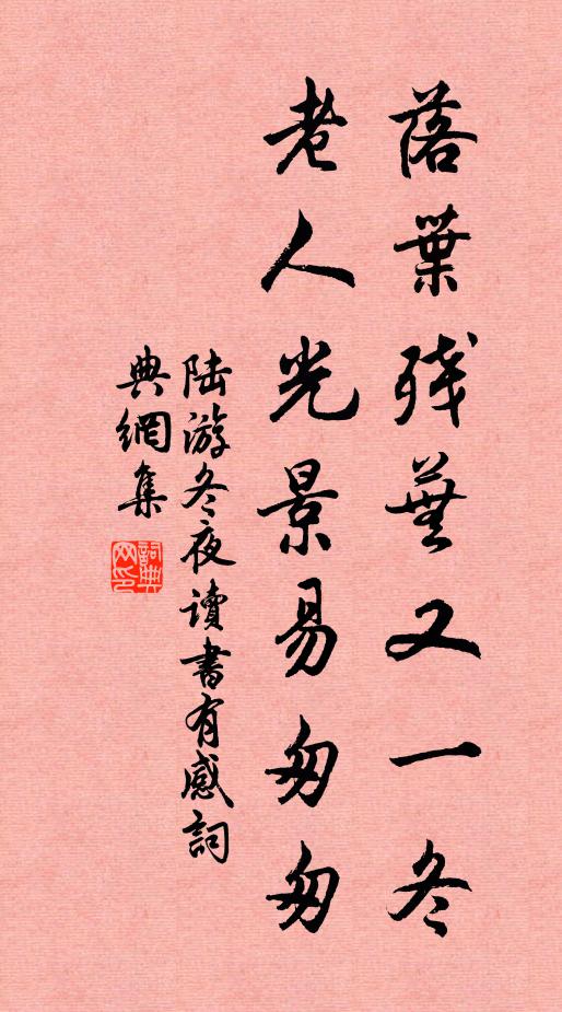 陆游落叶残芜又一冬，老人光景易匆匆书法作品欣赏