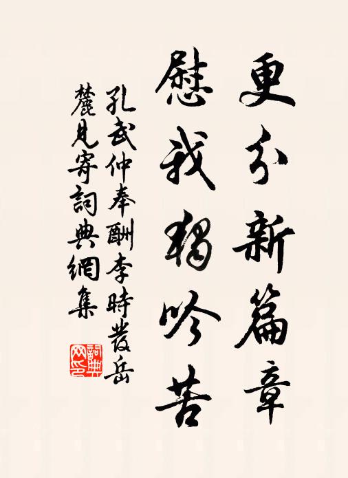 孔武仲更分新篇章，慰我独吟苦书法作品欣赏