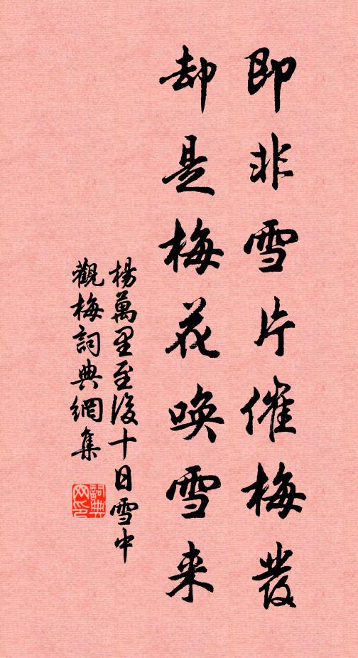 杨万里即非雪片催梅发，却是梅花唤雪来书法作品欣赏