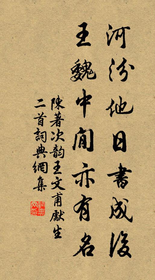 陈著河汾他日书成后，王魏中閒亦有名书法作品欣赏