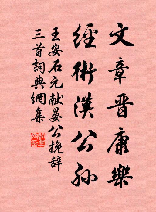 王安石文章晋康乐，经术汉公孙书法作品欣赏