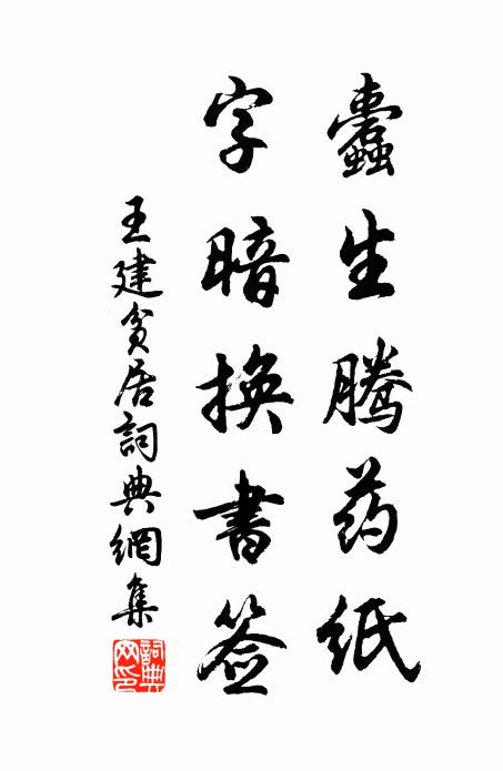 王建蠹生腾药纸，字暗换书签书法作品欣赏