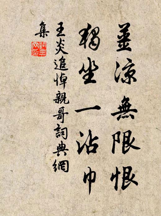 王炎姜凉无限恨，独坐一沾巾书法作品欣赏
