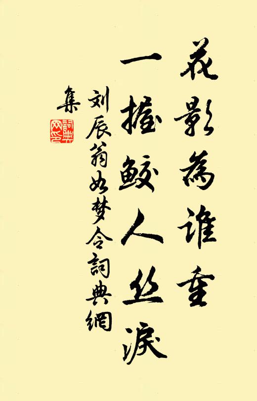 刘辰翁花影为谁重，一握鲛人丝泪书法作品欣赏