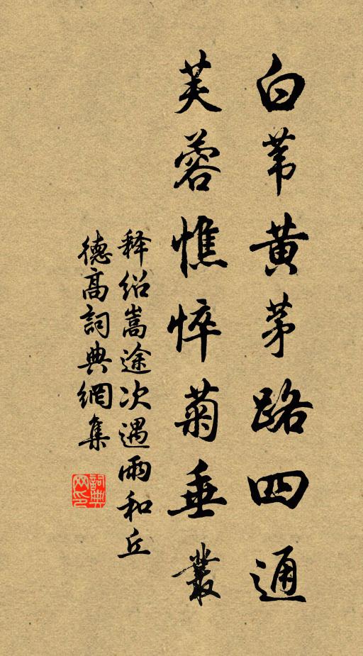释绍嵩白苇黄茅路四通,芙蓉憔悴菊垂丛书法作品欣赏