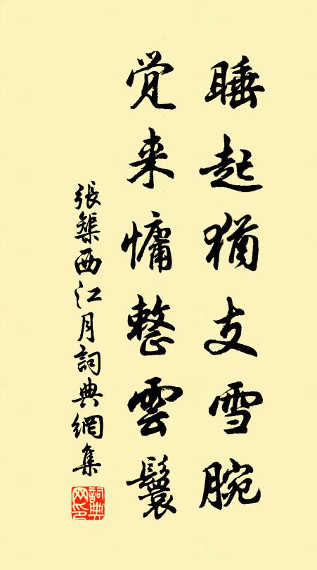 张榘睡起犹支雪腕，觉来慵整云鬟书法作品欣赏