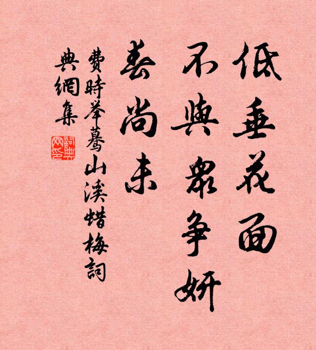 费时举低垂花面，不与众争妍，春尚未书法作品欣赏