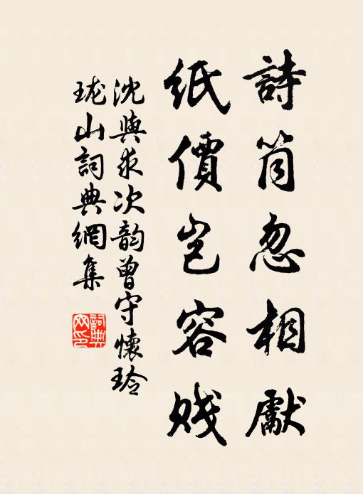 沈与求诗筒忽相先，纸价岂容贱书法作品欣赏