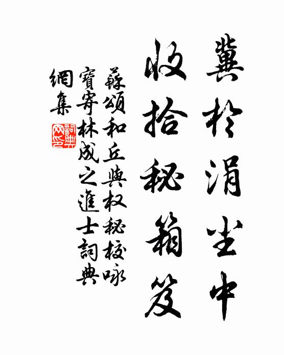 苏颂冀于涓尘中，收拾秘箱笈书法作品欣赏