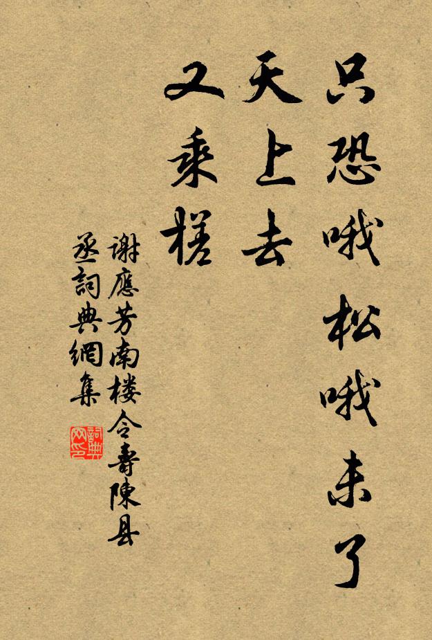 谢应芳只恐哦松哦未了，天上去，又乘槎书法作品欣赏