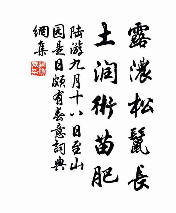 陆游露浓松鬣长，土润术苗肥书法作品欣赏