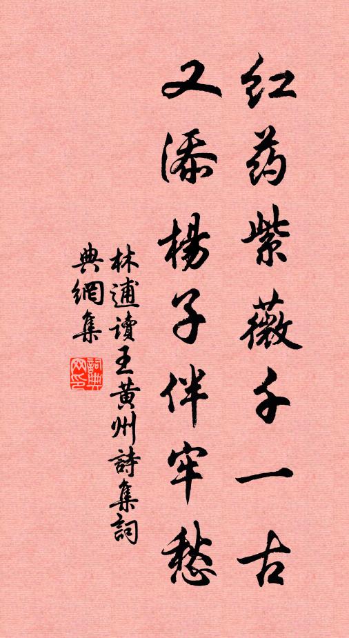 林逋红药紫薇千一古，又添杨子伴牢愁书法作品欣赏