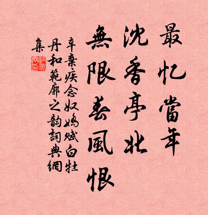 辛弃疾最忆当年，沈香亭北，无限春风恨书法作品欣赏