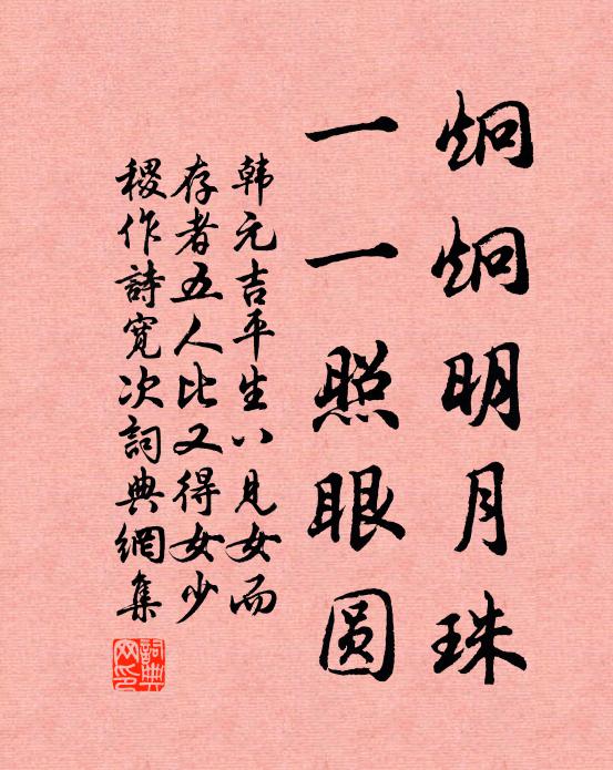 韩元吉炯炯明月珠，一一照眼圆书法作品欣赏