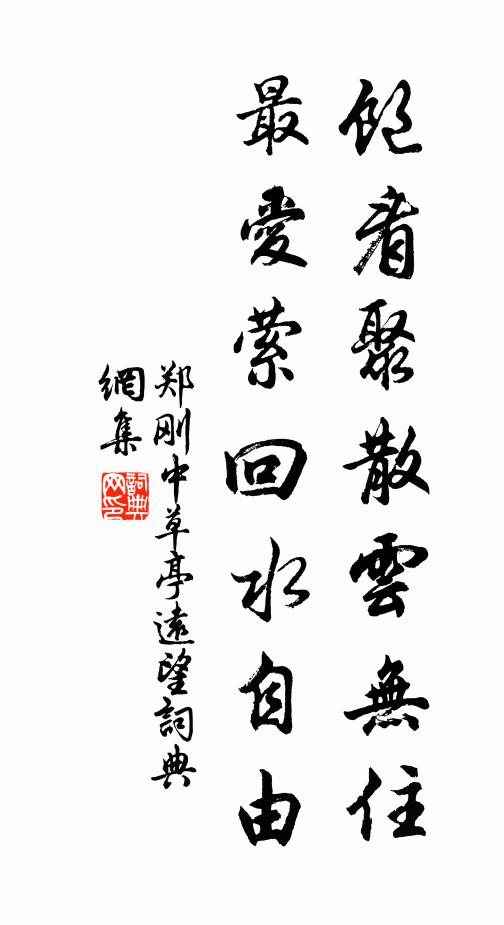 郑刚中饱看聚散云无住，最爱萦回水自由书法作品欣赏