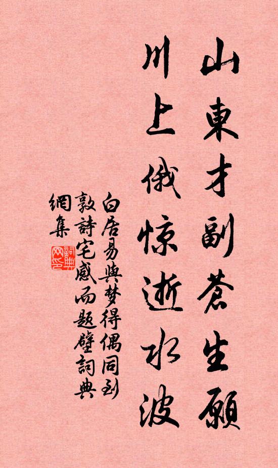 白居易山东才副苍生愿，川上俄惊逝水波书法作品欣赏