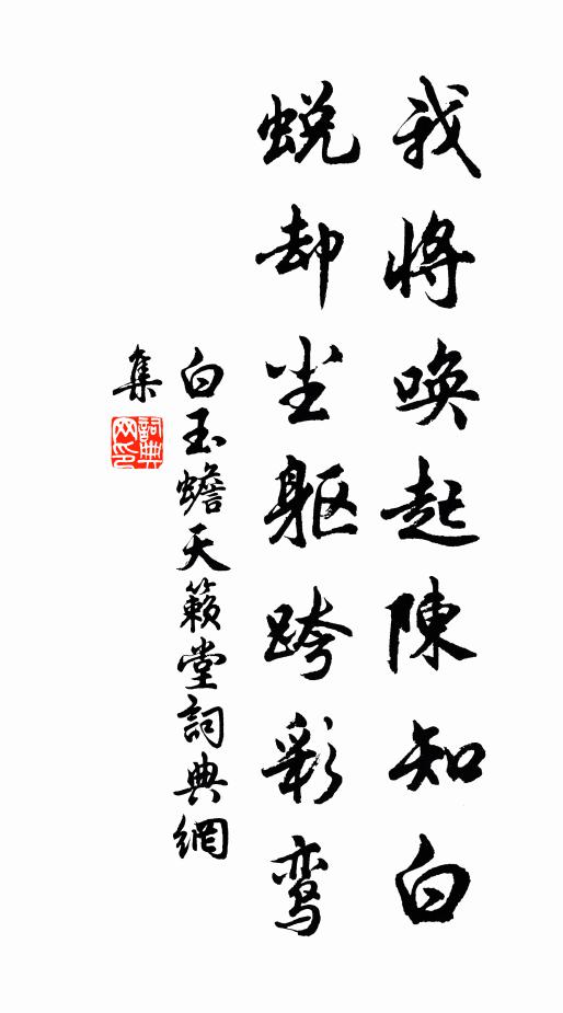 白玉蟾我将唤起陈知白，蜕却尘躯跨彩鸾书法作品欣赏