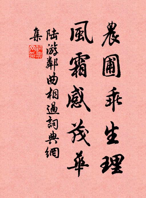 陆游农圃乖生理，风霜感茂华书法作品欣赏