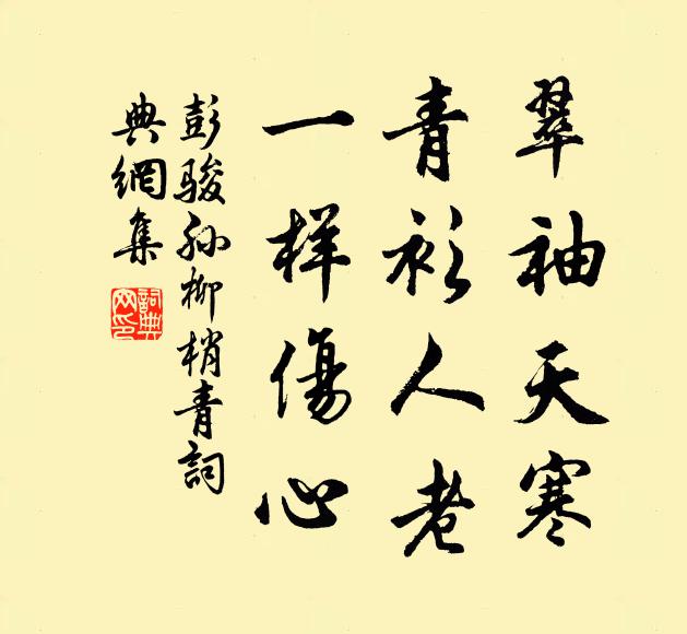 彭骏孙翠袖天寒，青衫人老，一样伤心书法作品欣赏