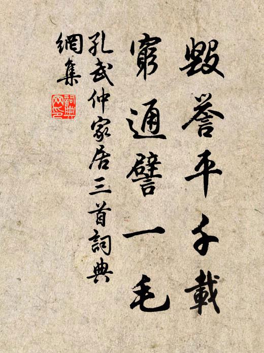 孔武仲毁誉平千载，穷通譬一毛书法作品欣赏